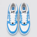 A Bathing APE BAPE STA Patent Leather White Blue sneaker – top view