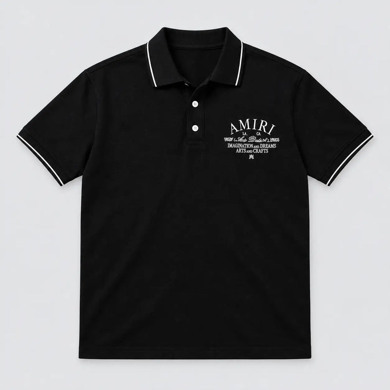 Amiri Tipped Polo Black front view