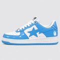 A Bathing APE BAPE STA Patent Leather White Blue sneaker – side view