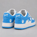 A Bathing APE BAPE STA Patent Leather White Blue sneaker – detail view
