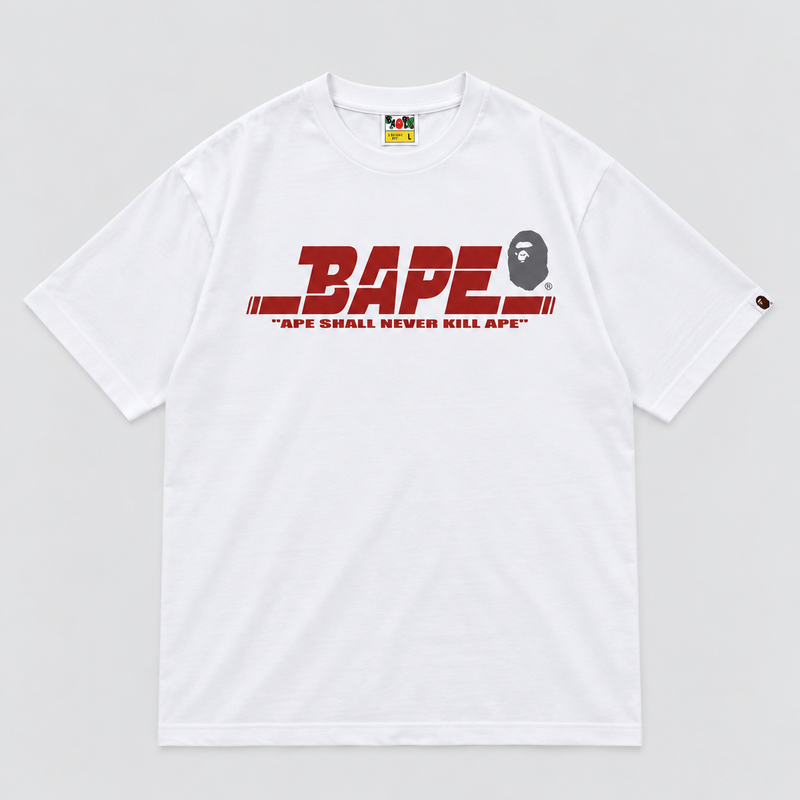 BAPE Ape Shall Never Kill Ape Tee White front view