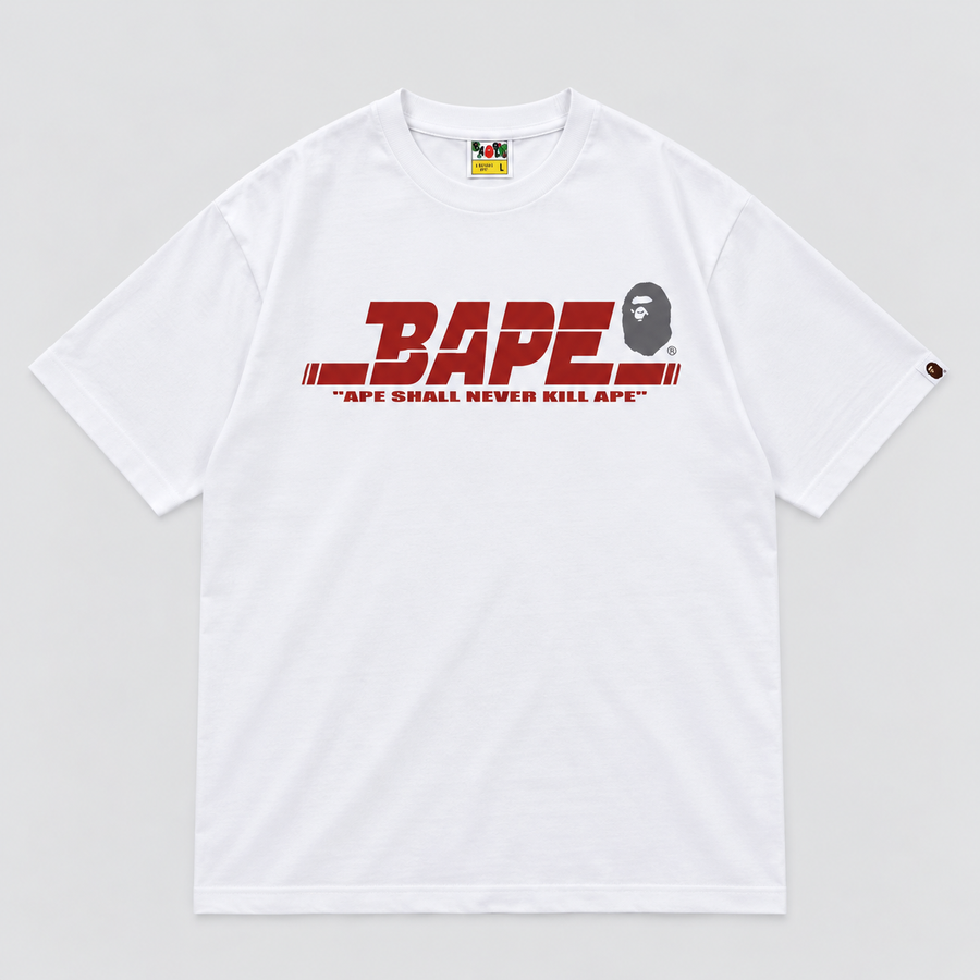 BAPE Ape Shall Never Kill Ape Tee White front view