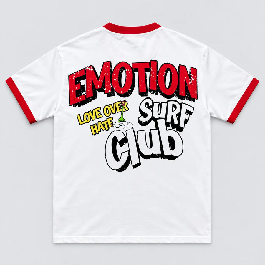 Mixed Emotion Surf Club Ringer Tee White vista trasera