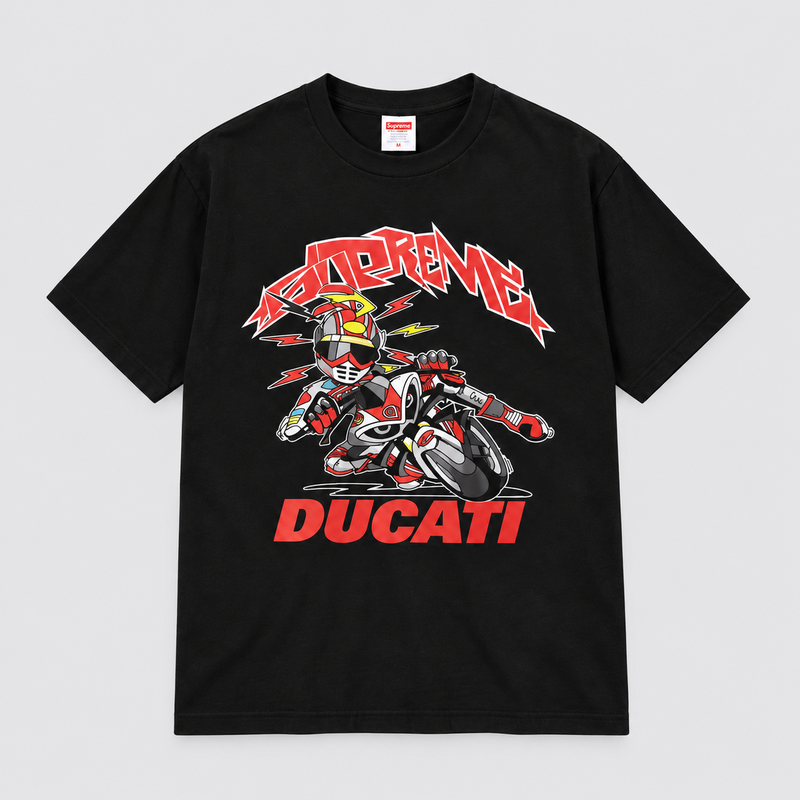 Supreme x Ducati Bike Tee Black front view