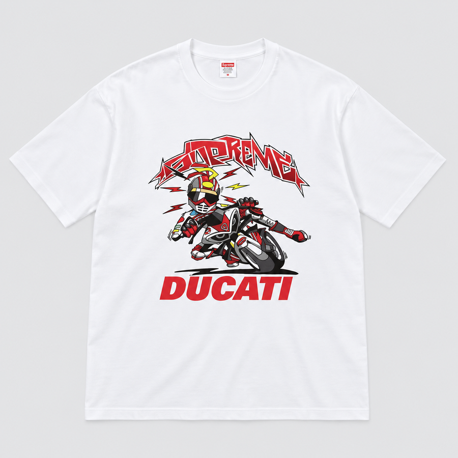 Supreme x Ducati Bike Tee White front view