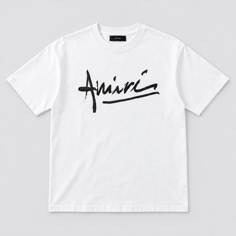 Amiri Signature Logo Tee White vista frontal