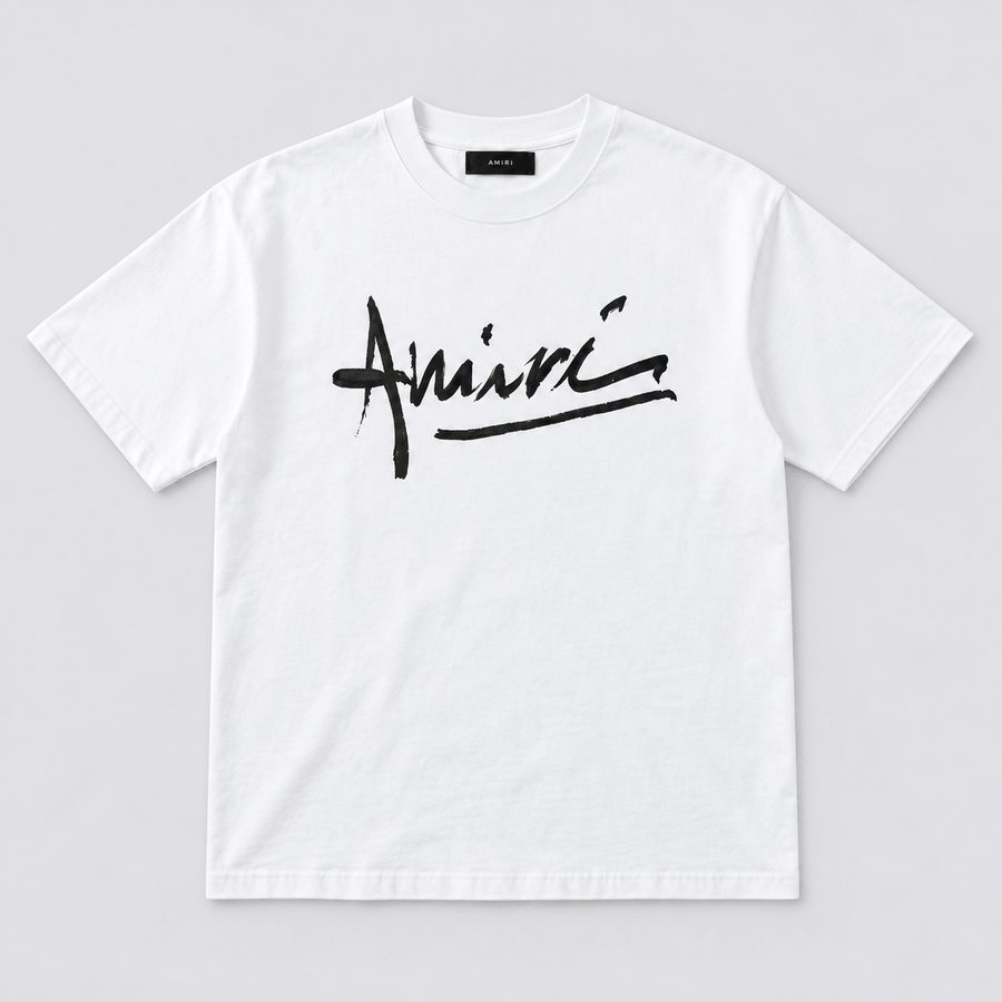 Amiri Signature Logo Tee White vista frontal