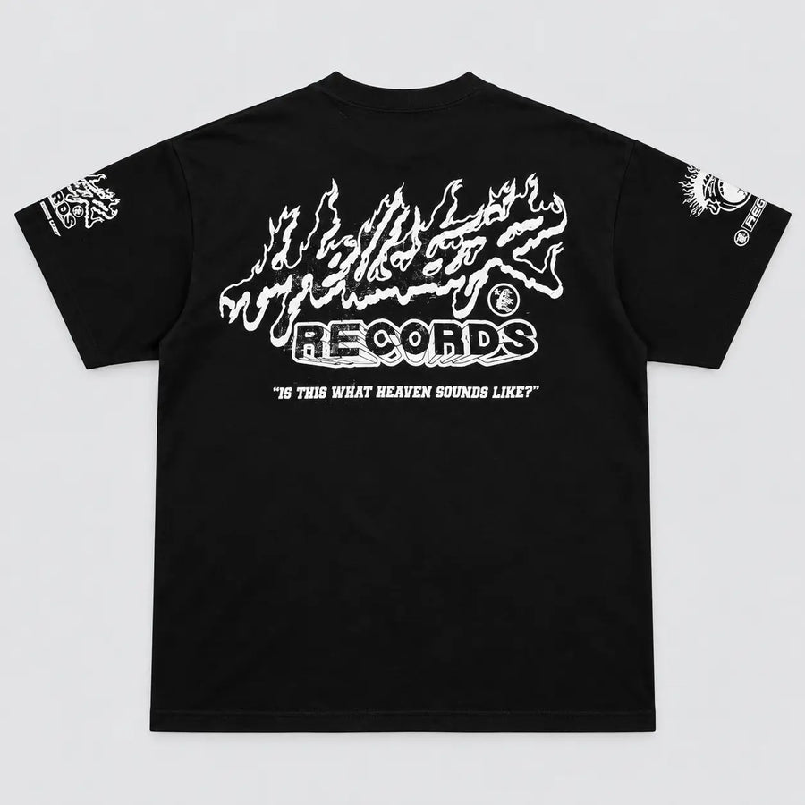 Hellstar Records Flame Logo Tee Black back view