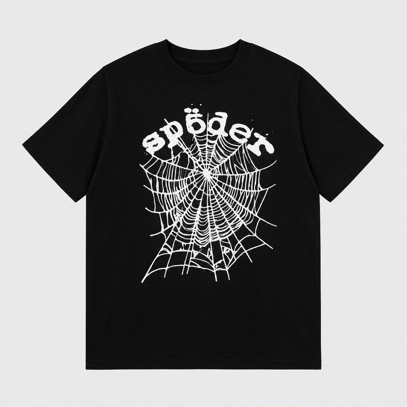 Sp5der White Web Tee Black Vorderansicht