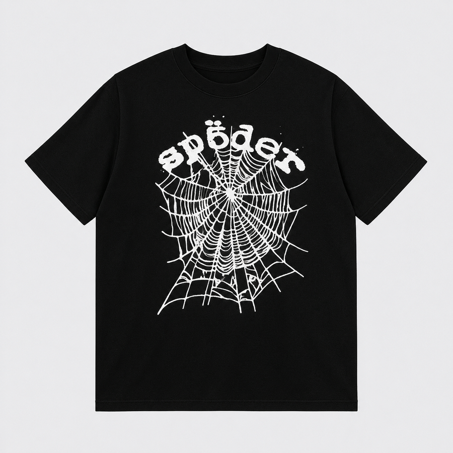 Sp5der White Web Tee Black Vorderansicht