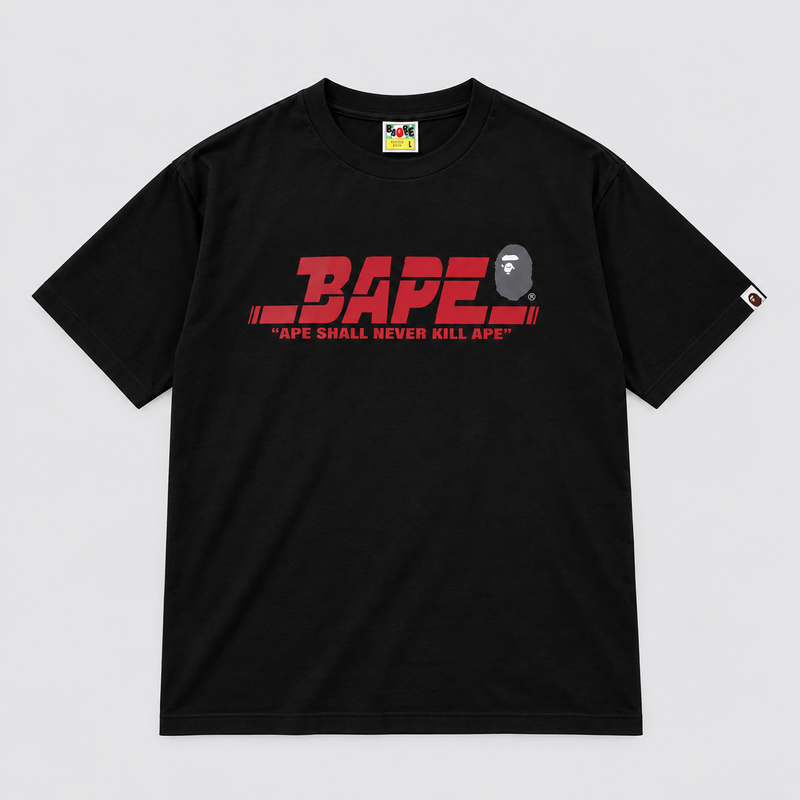 BAPE Ape Shall Never Kill Ape Tee Black front view