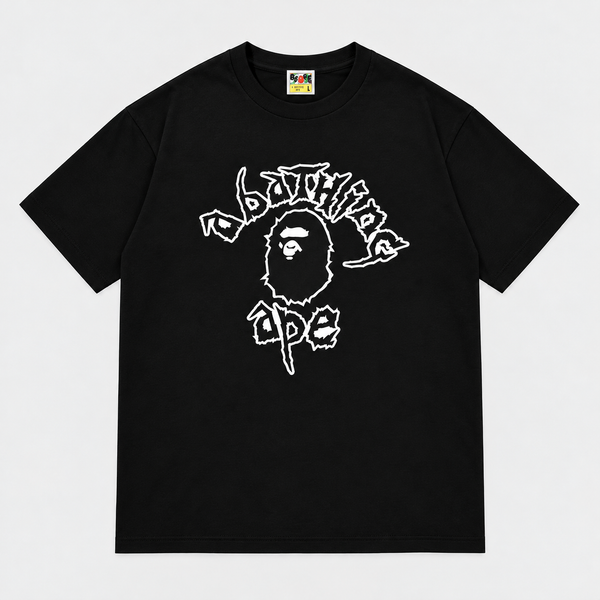 BAPE Hand Drawn Ape Head Tee Black front view