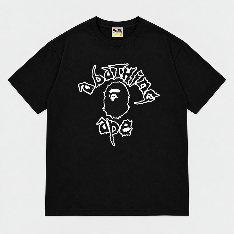 BAPE Hand Drawn Ape Head Tee Black Vorderansicht