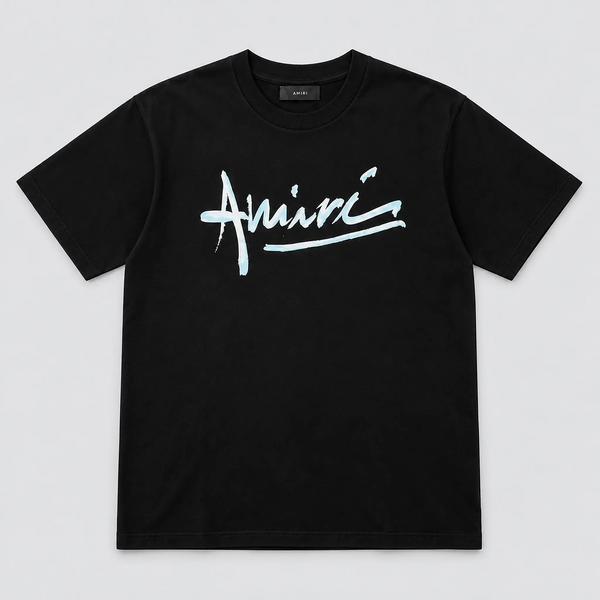 Amiri Signature Logo Tee Black front view