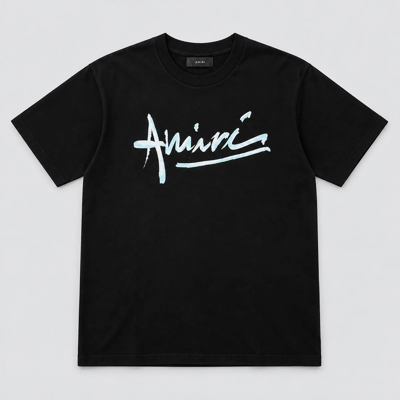 Amiri Signature Logo Tee Black front view