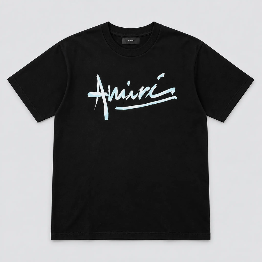 Amiri Signature Logo Tee Black front view