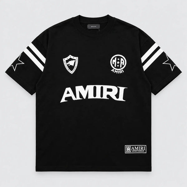 Amiri Football Tee Black front view
