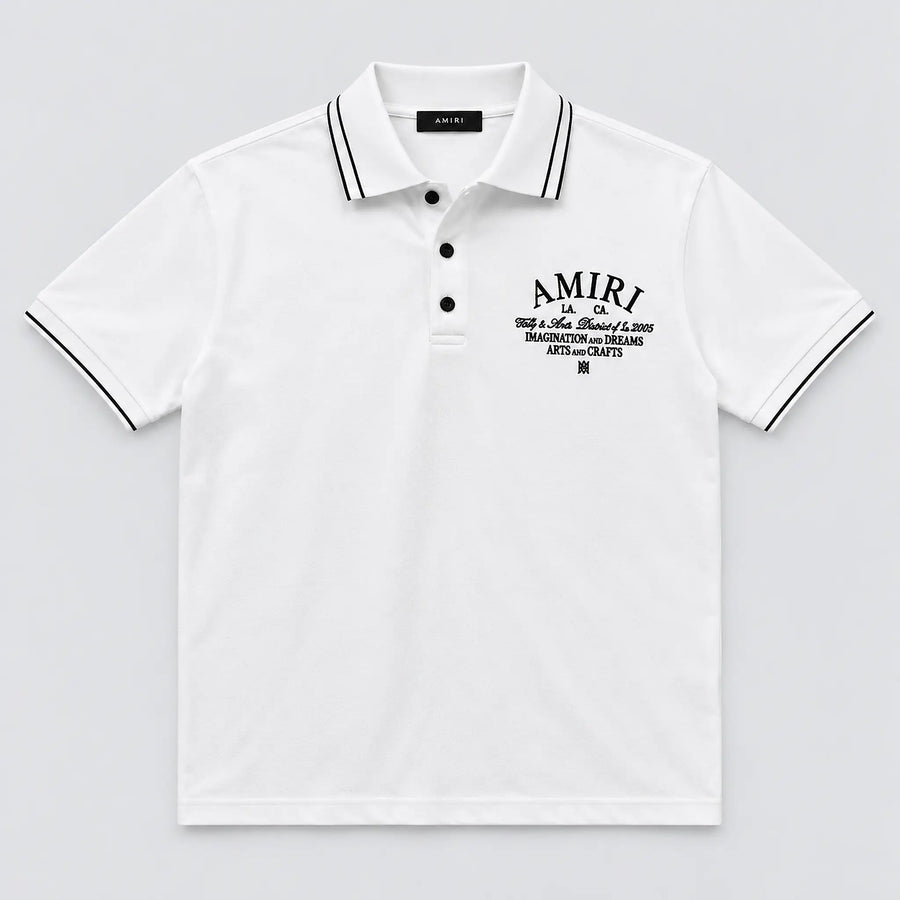 Amiri Tipped Polo White front view