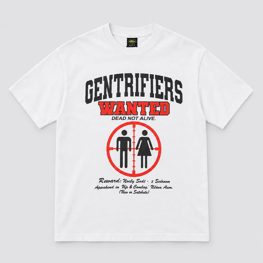 Corteiz Gentrifiers Wanted Tee White front view