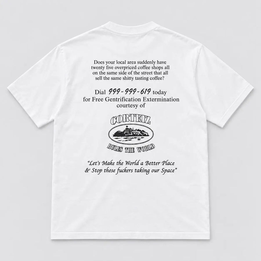 Corteiz Gentrifiers Wanted Tee White back view