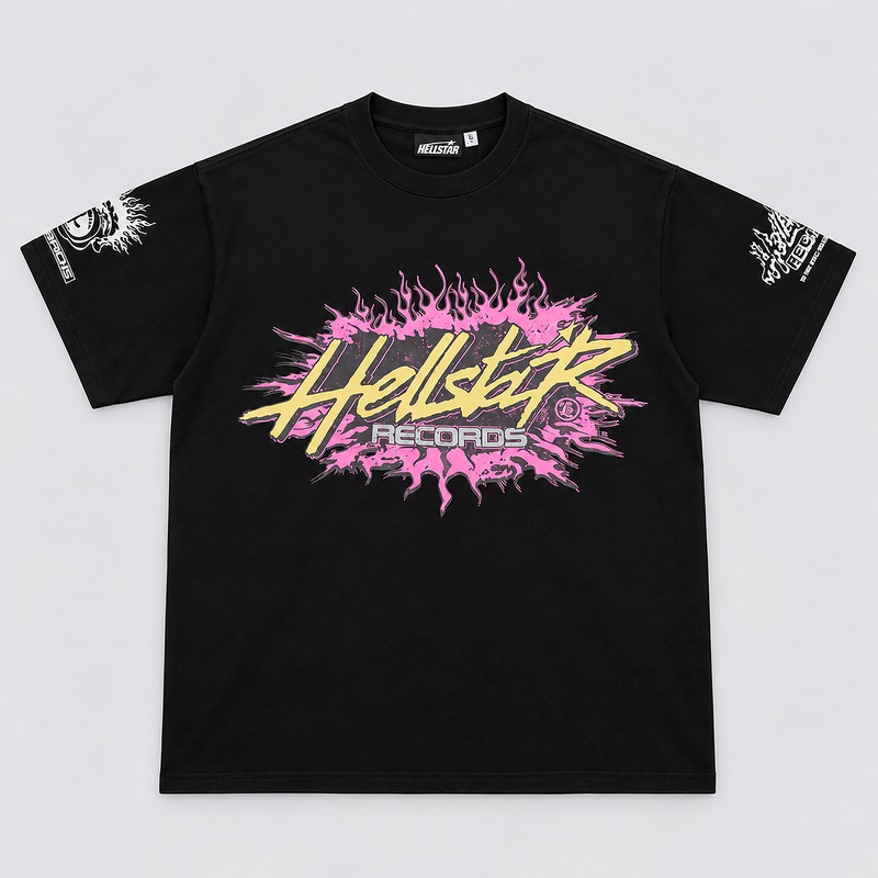 Hellstar Records Flame Logo Tee Black front view