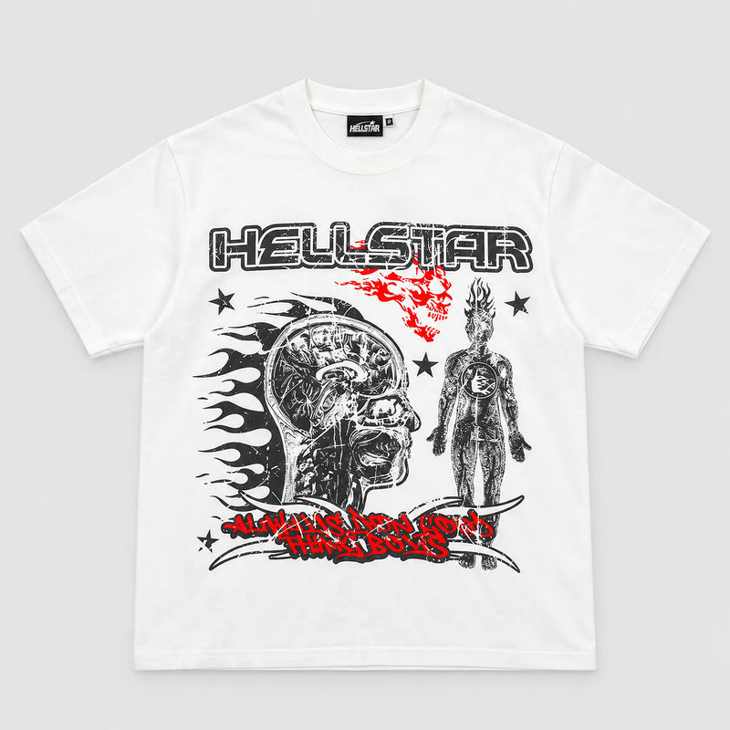 Hellstar Human Development Tee White vista frontal