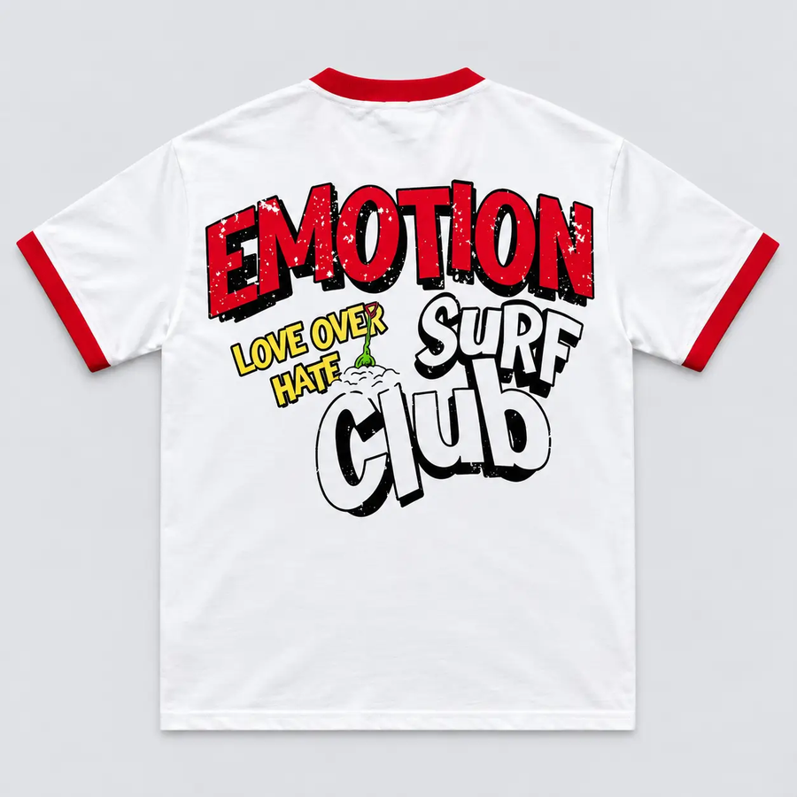 Mixed Emotion Surf Club Ringer Tee White back view