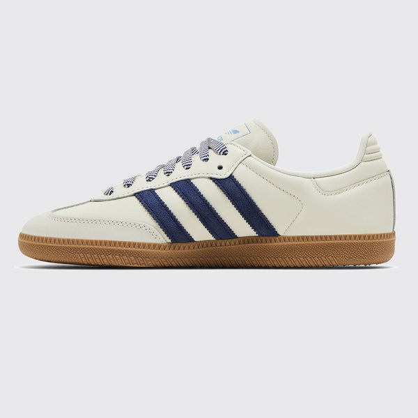 Women's Adidas Samba OG Off White Dark Blue sneaker – side view