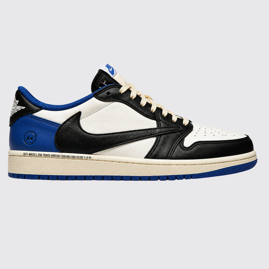 Travis Scott Fragment Air Jordan 1 Low Sail Black Blue sneakers